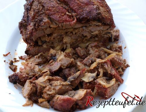 Schichtbraten aus dem Grill – Champignon-Senf