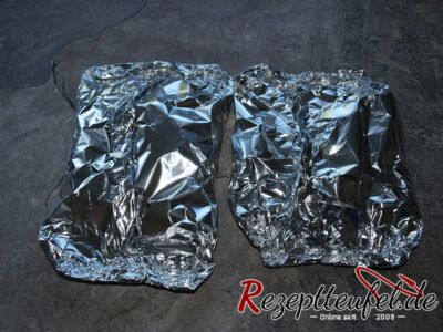 Die Alupäckchen mit Kartoffelinhalt