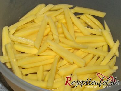 Die geschnittenen Kartoffeln