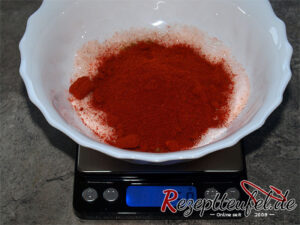 Taste T gedrückt und Paprikapulver hinzugefügt