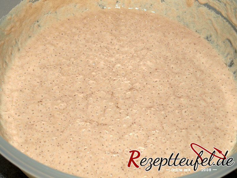 Der Vorteig nach 14 Stunden