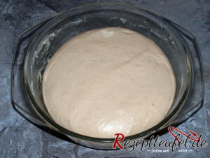 Vorteig nach 2 Stunden bei Zimmertemperatur