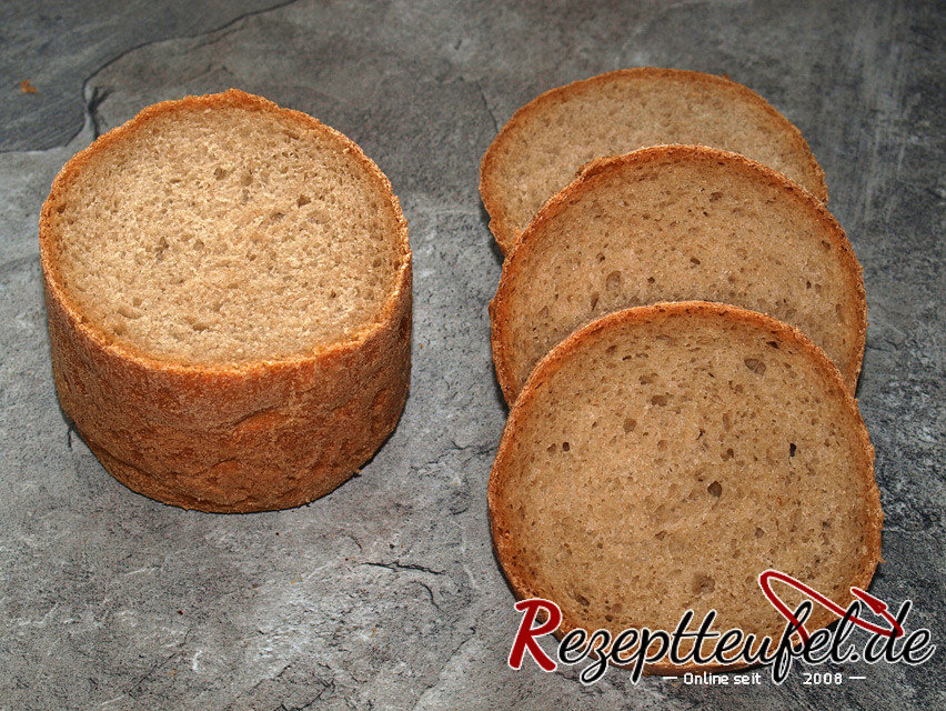 Anschnitt des Brotes aus dem Glas