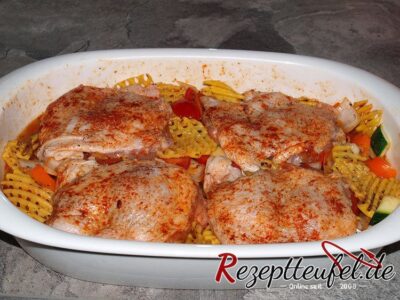 Alle Zutaten in sind in der Auflaufform