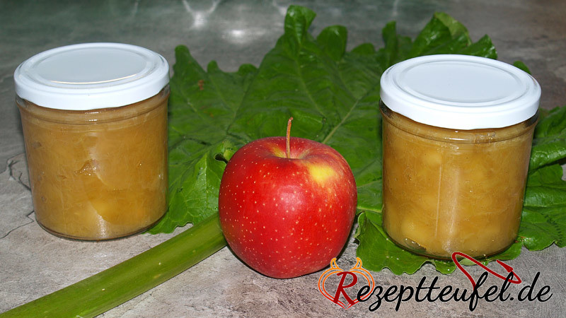 Karamellisiertes Apfel-Rhabarber-Kompott (eingemacht)