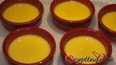 Die gestockte Creme nach 70 Minuten im Backofen