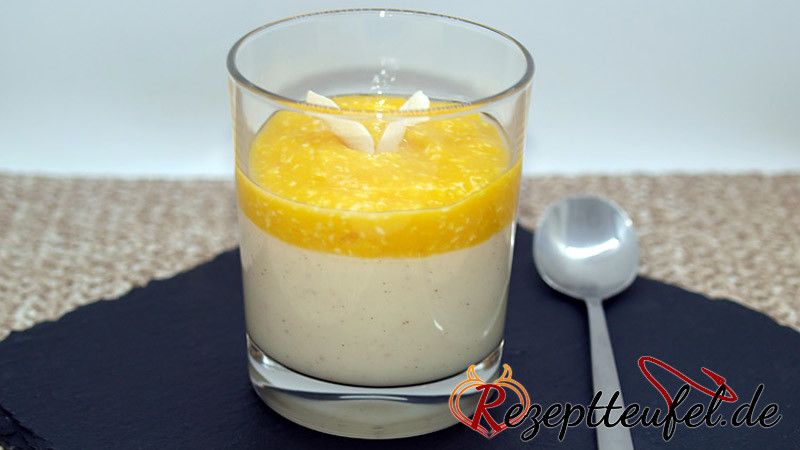 Vanillepudding mit Mango-Kokos-Spiegel